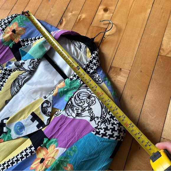 Della Spiga Sz 14 Vintage Colorful Abstract 80s Blazer - Picture 9 of 9